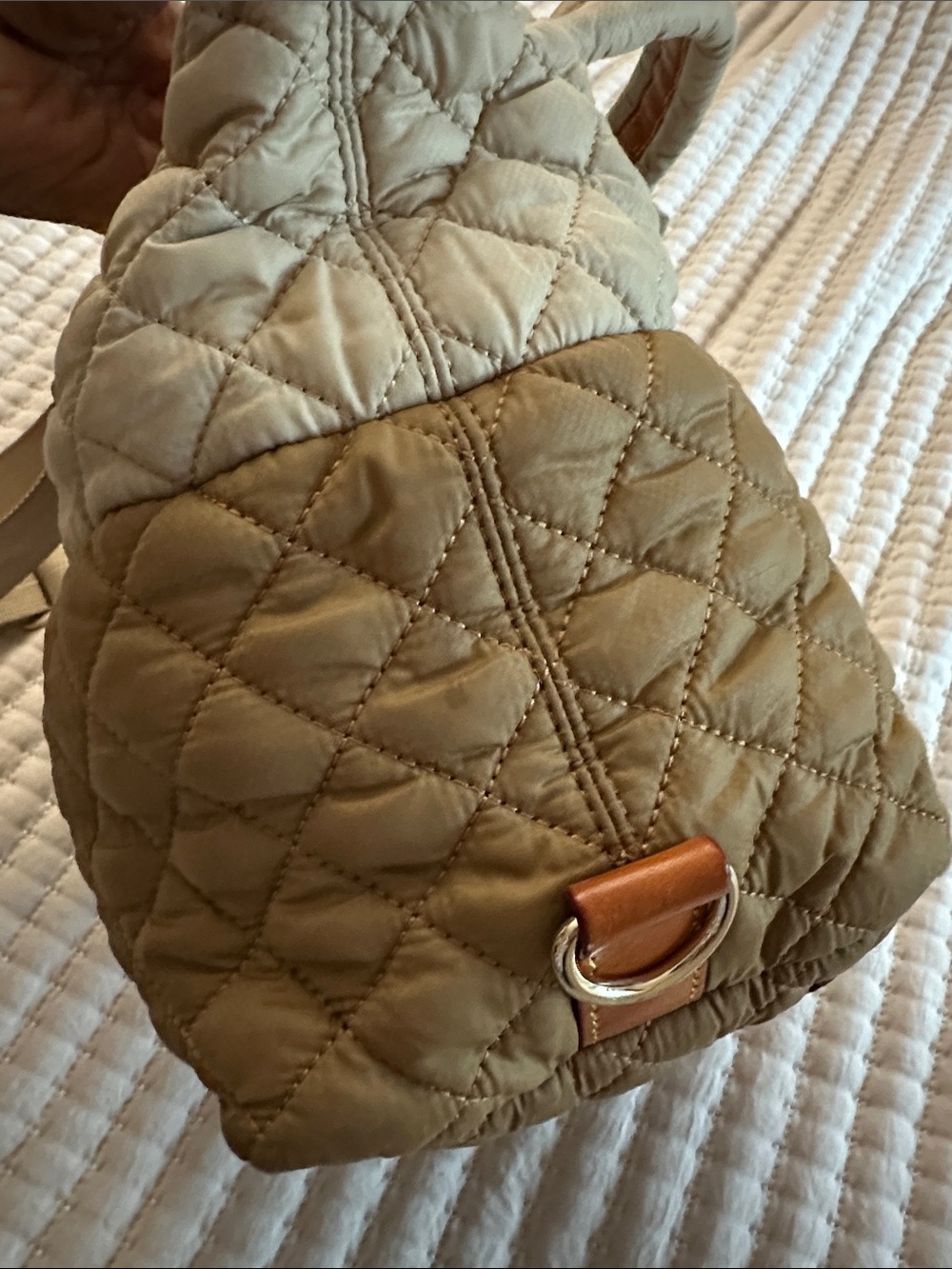 MZ WALLACE Two-Tone Quilted Tote in Cream and Tan Small - Picture 10 of 16
